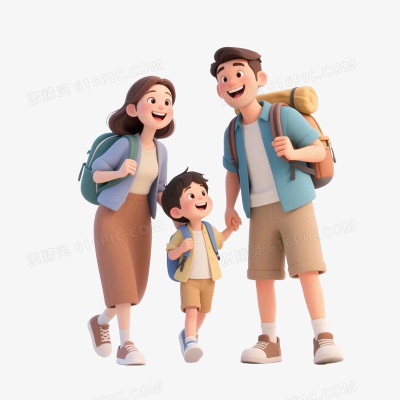 卡通插画风旅游户外出游免抠元素