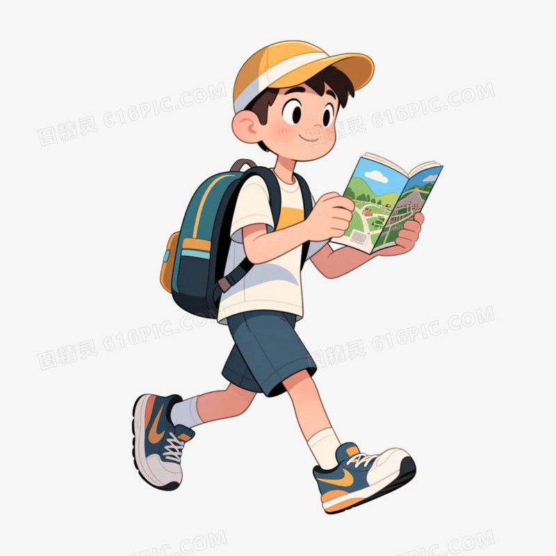卡通插画风旅游户外出游免抠元素