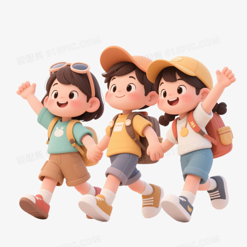 卡通插画风旅游户外出游免抠元素