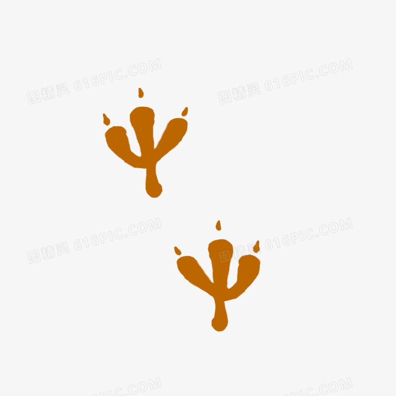 手绘卡通鸡脚印免抠元素