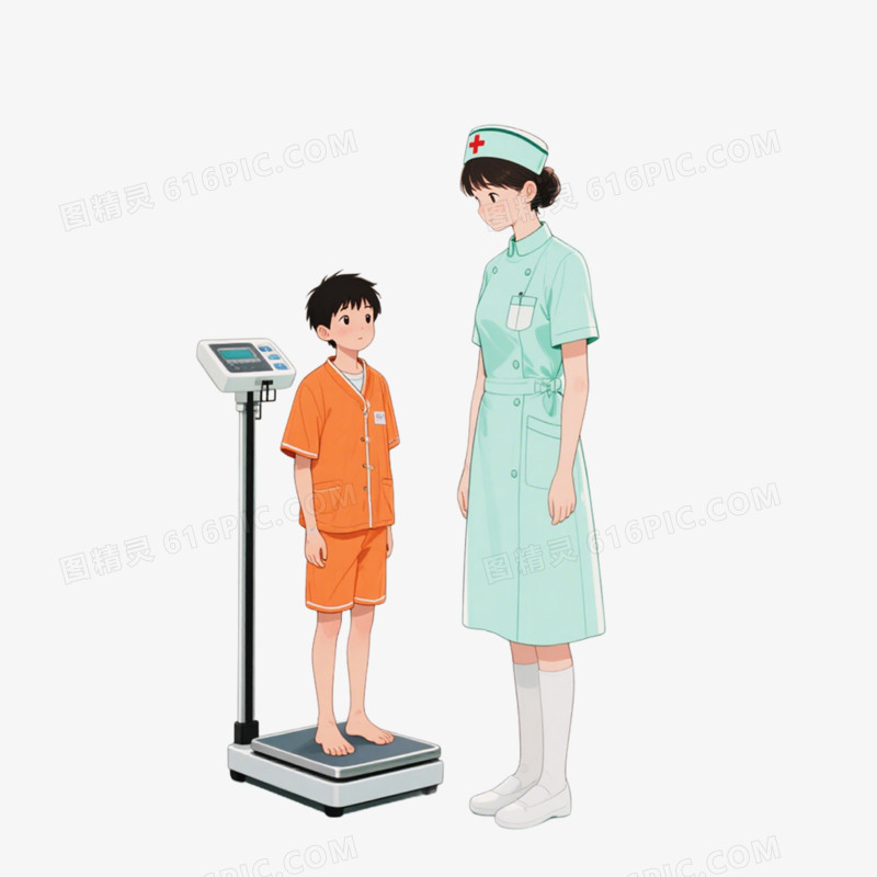 手绘插画风格医疗检查体检健康检查看病医疗健康体检免抠元素
