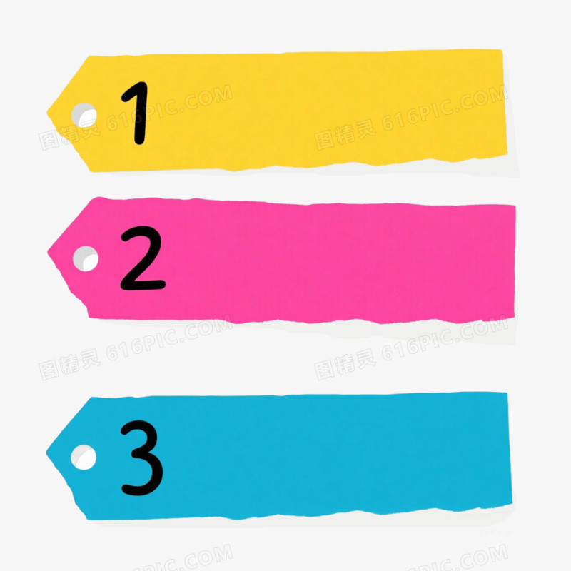 数字撕纸标签免抠元素