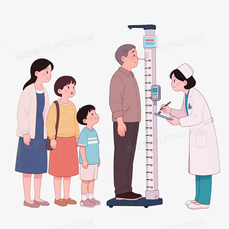手绘插画风格医疗检查体检健康检查看病医疗健康体检免抠元素