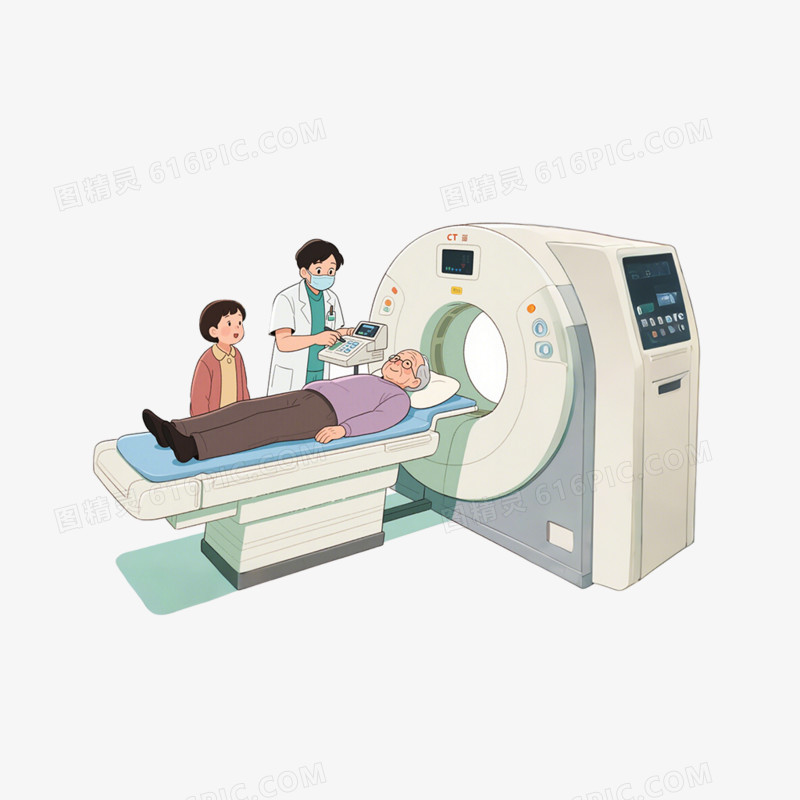 手绘插画风格医疗检查体检健康检查看病医疗健康体检免抠元素