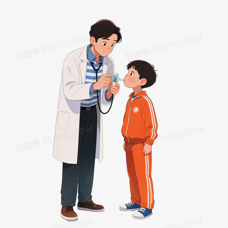 卡通手绘风格医疗检查体检健康检查看病医疗健康免抠元素