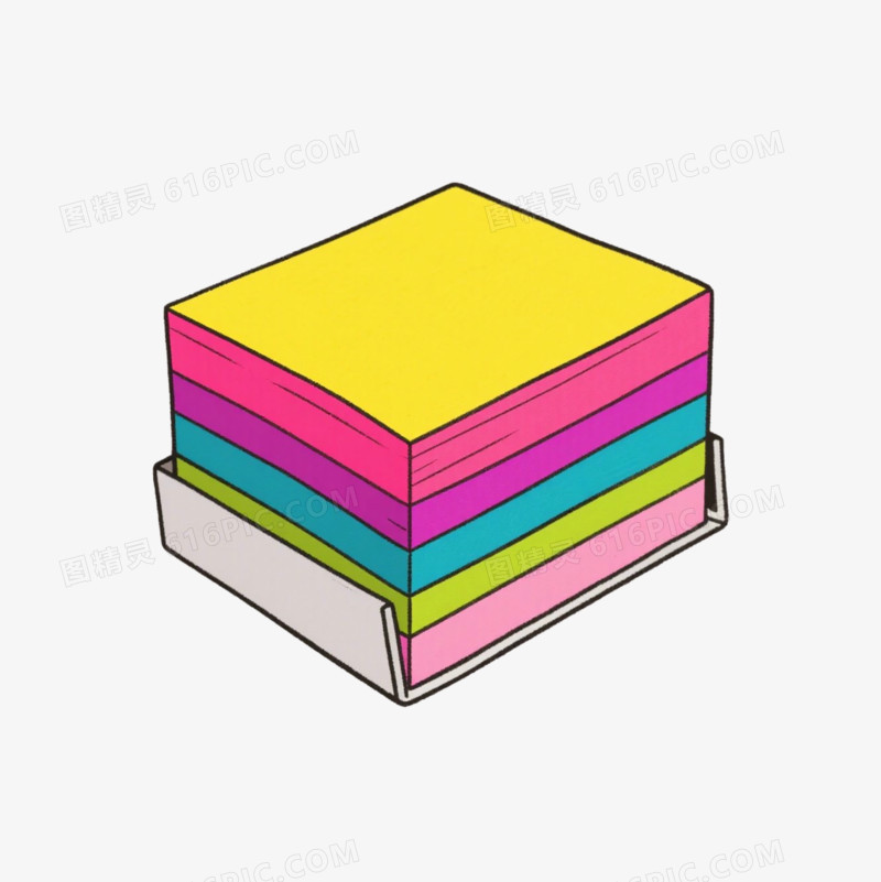 手绘卡通彩色便签纸免抠元素
