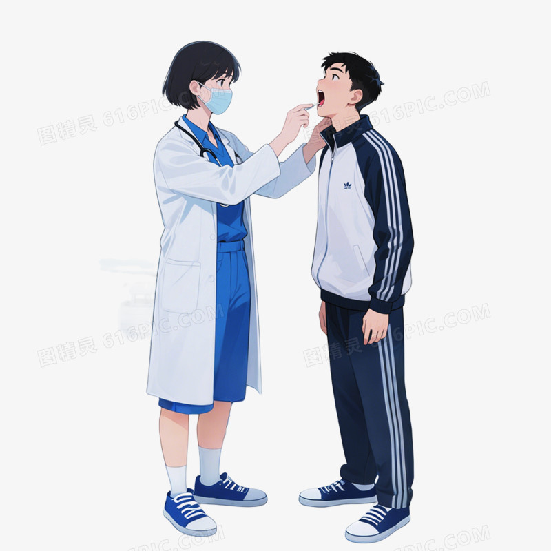 卡通手绘风格医疗检查体检健康检查看病医疗健康免抠元素