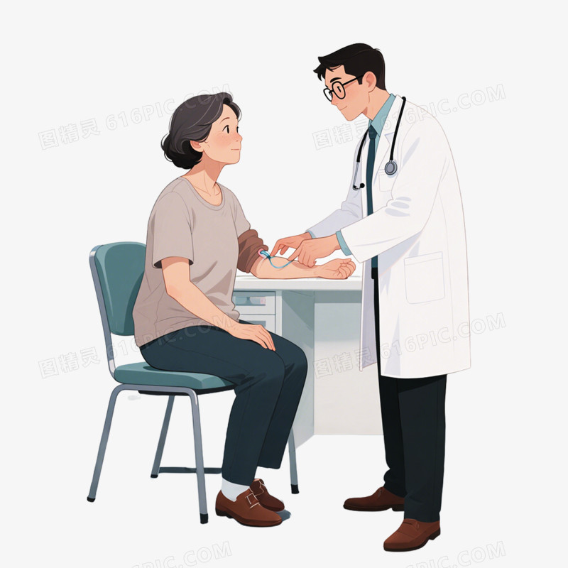 卡通手绘风格医疗检查体检健康检查看病医疗健康免抠元素
