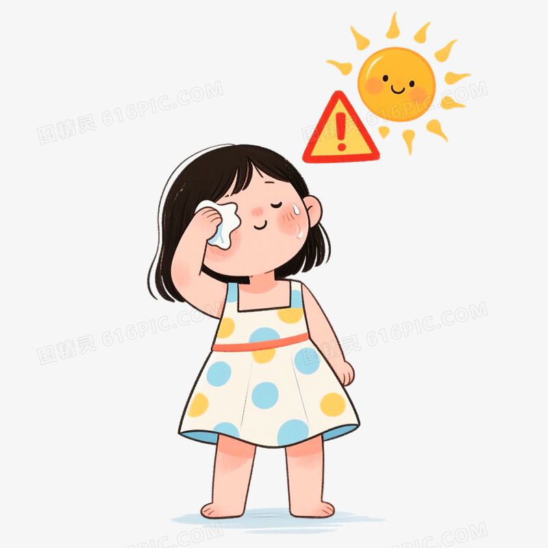 卡通手绘夏日高温免抠元素