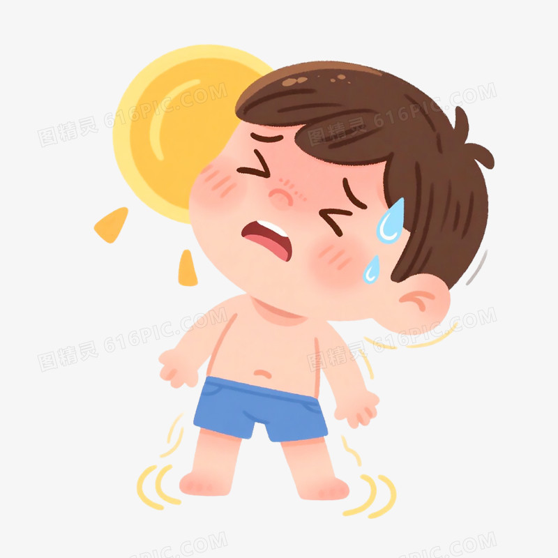 卡通手绘夏日高温免抠元素