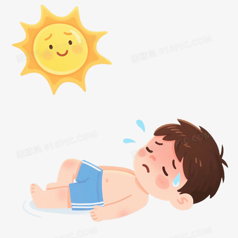 卡通手绘夏日高温免抠元素