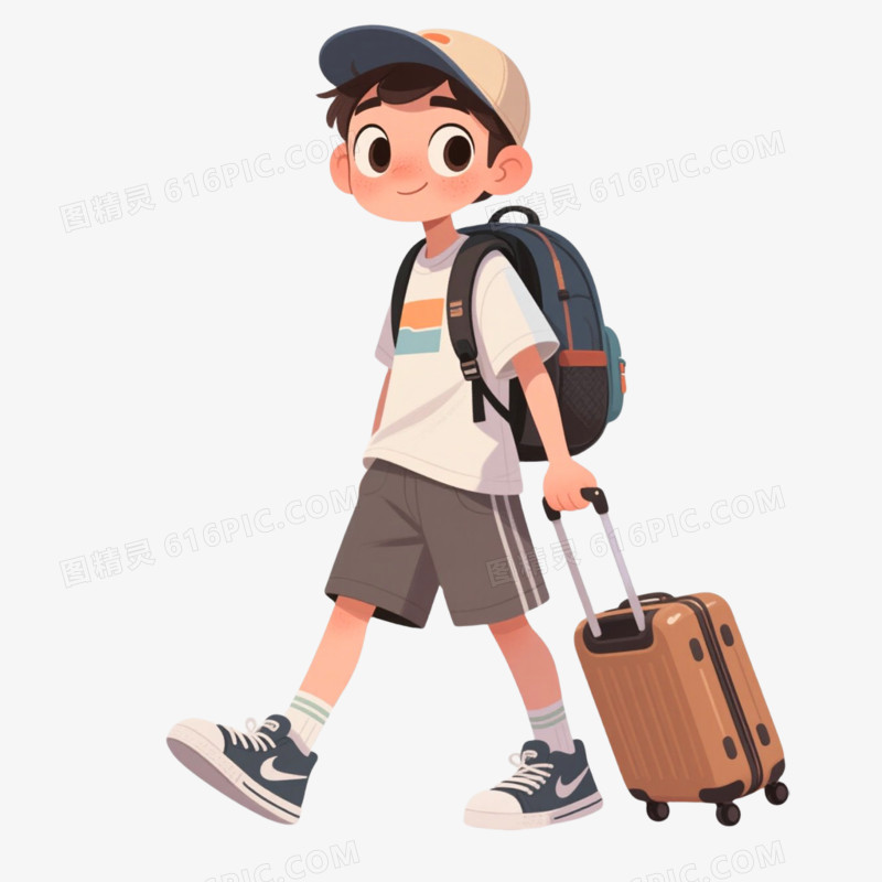 手绘插画风格旅游免抠元素