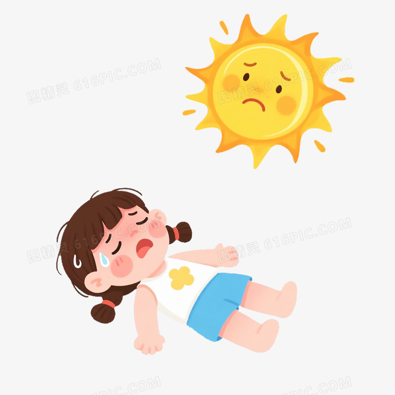 卡通手绘夏日高温免抠元素