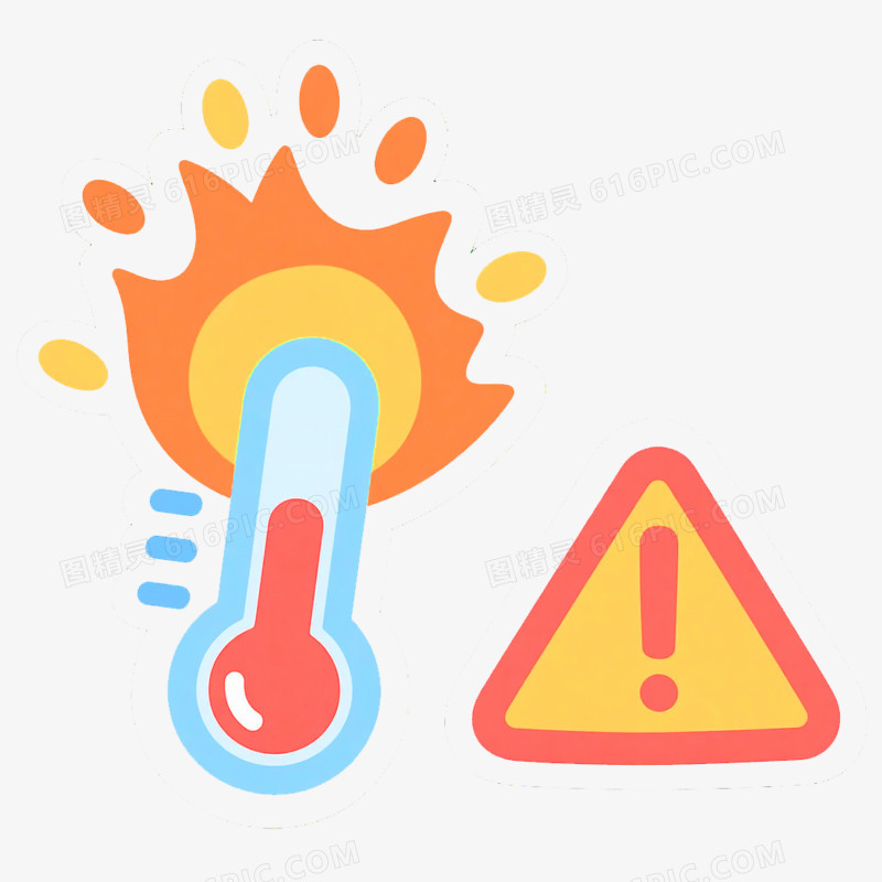 卡通手绘夏日高温免抠元素