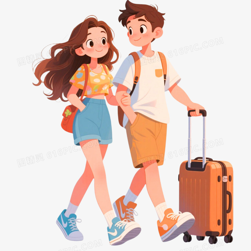 手绘插画风格旅游免抠元素