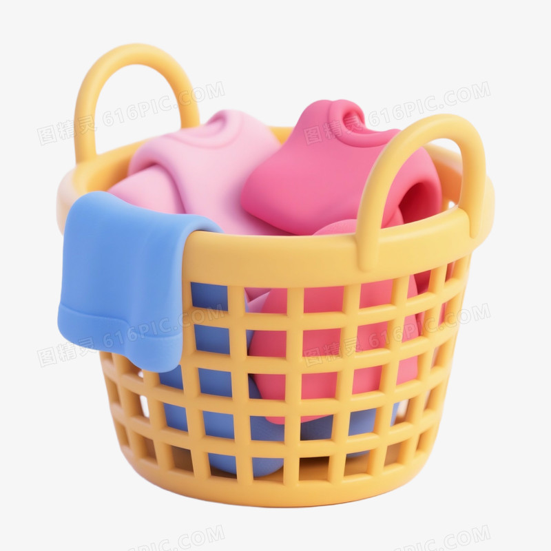 3D风格脏衣娄免抠元素