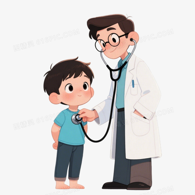 卡通手绘风格医疗检查体检健康检查看病医疗健康免抠元素
