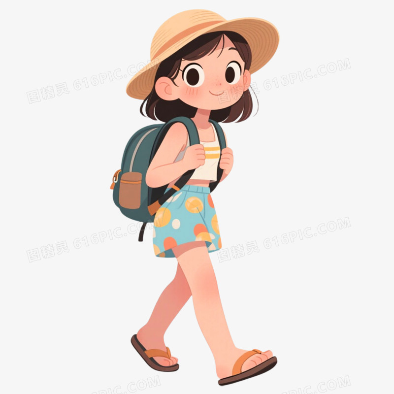 手绘插画风格旅游免抠元素