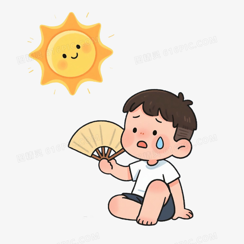 卡通手绘夏日高温免抠元素