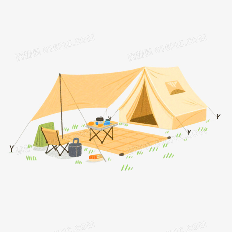 手绘插画风格旅游免抠元素