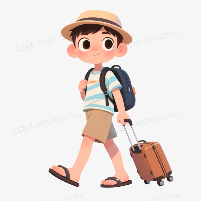 手绘插画风格旅游免抠元素