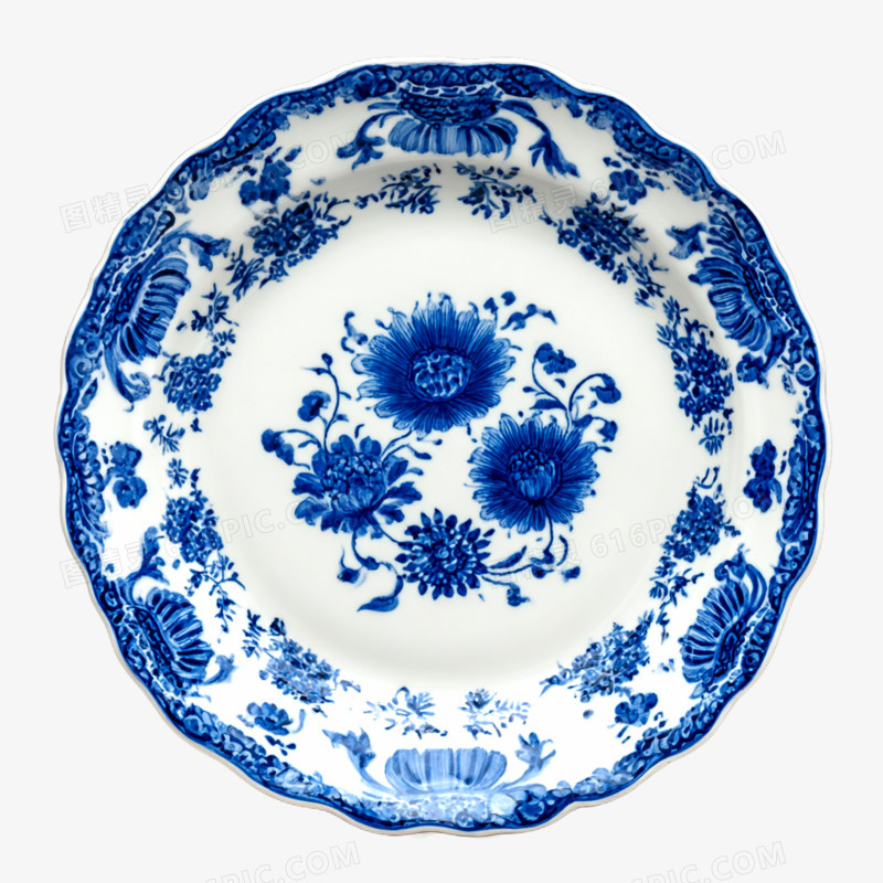 实拍家居用品青花瓷盘免抠元素
