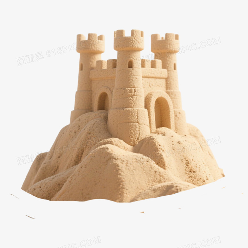 3D夏天堆沙子免抠元素