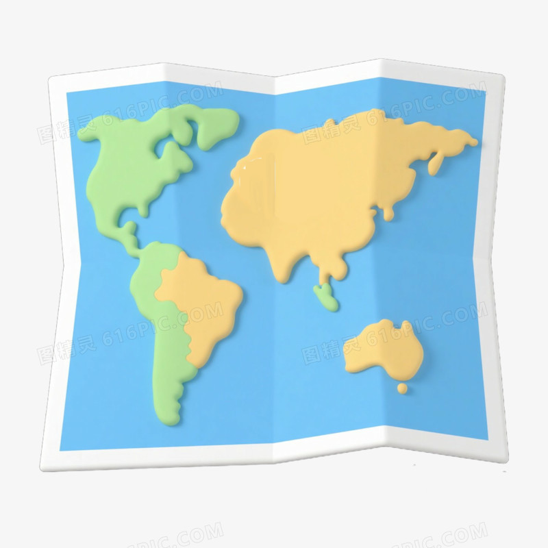 3D夏天旅游地图免抠元素