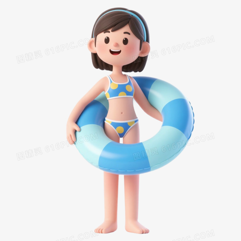3D夏天游泳圈免抠元素