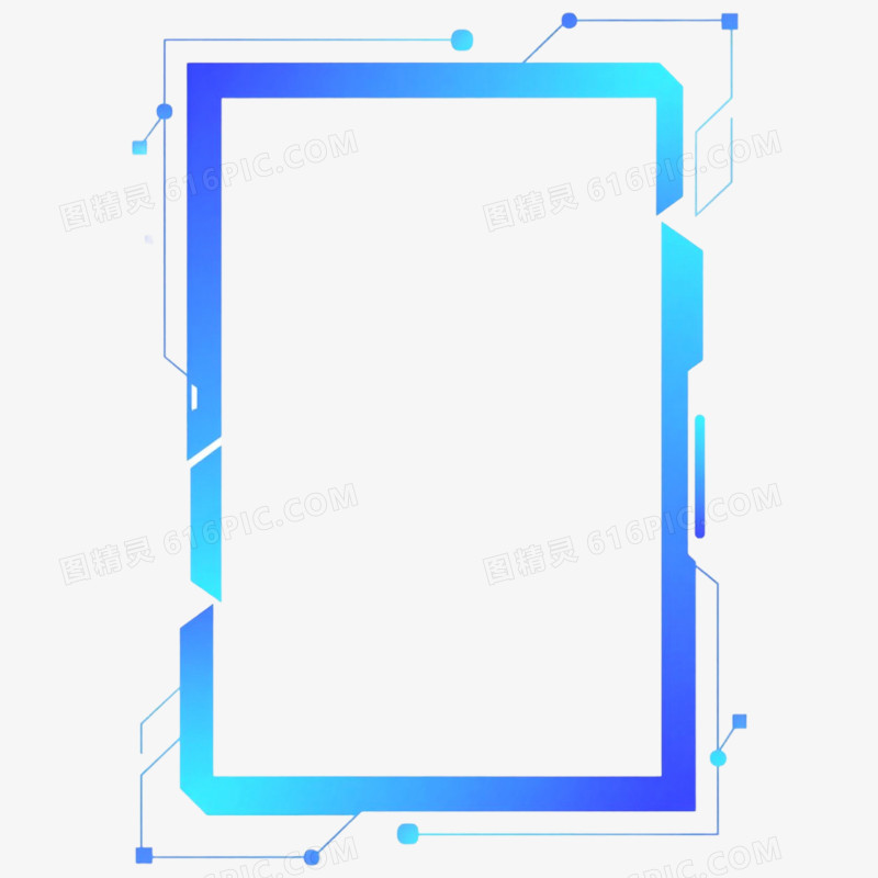 简约蓝色商务边框免抠元素