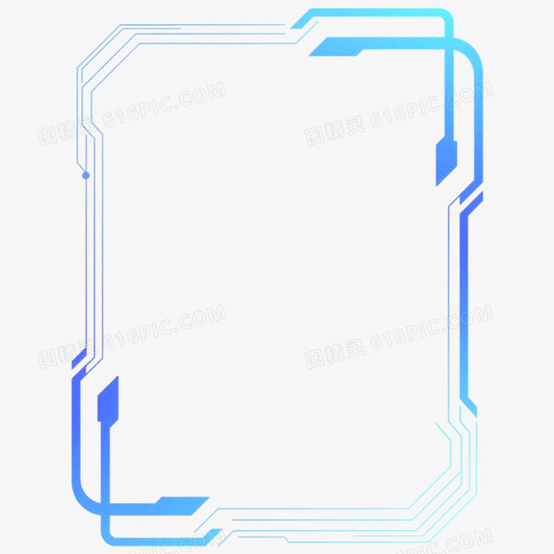 简约蓝色商务边框免抠元素