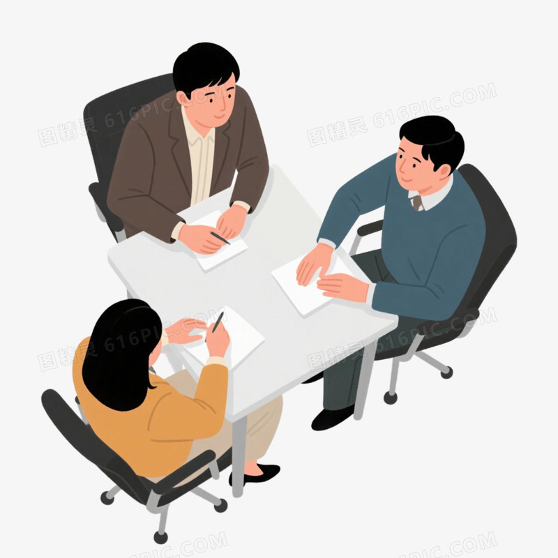 商务开会讨论免抠元素