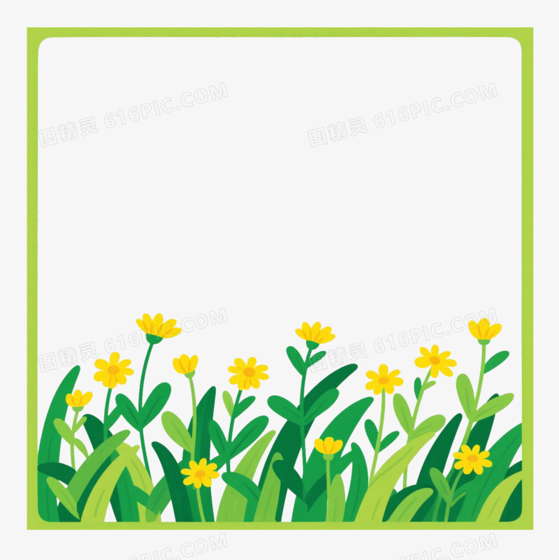卡通小黄花边框免抠元素