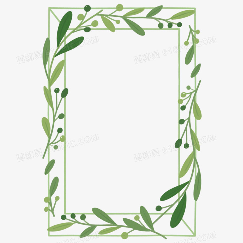 卡通绿色植物边框免抠元素