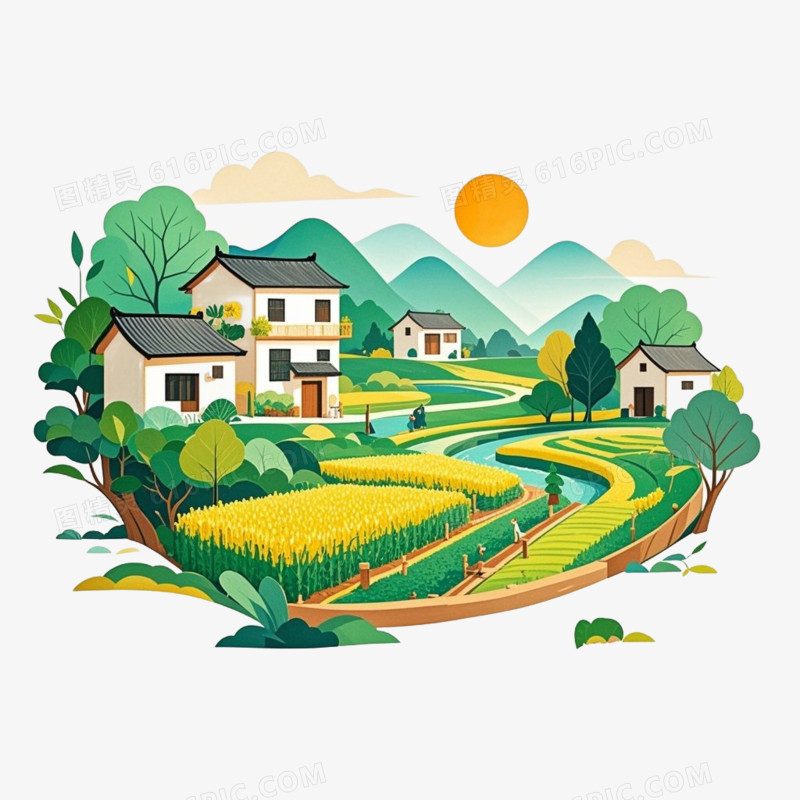 乡村振兴卡通免抠元素