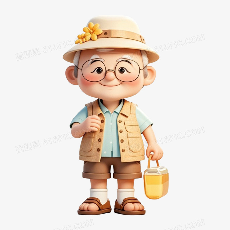 夏季度假休闲卡通人物免抠元素