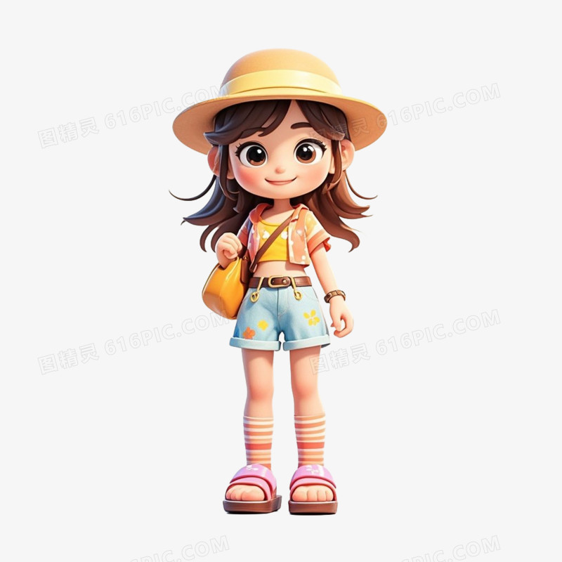 夏季度假休闲卡通人物免抠元素