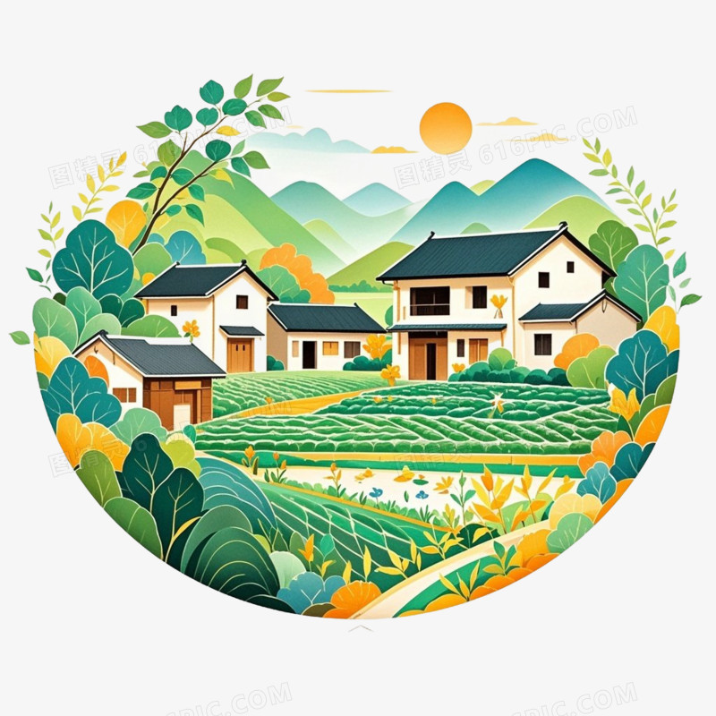 乡村振兴卡通免抠元素