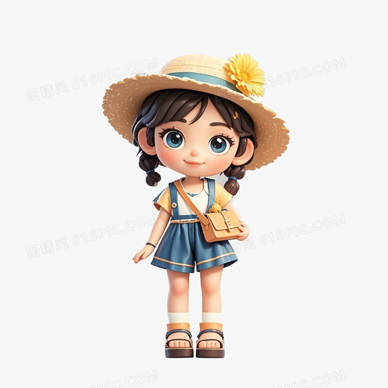 夏季度假休闲卡通人物免抠元素