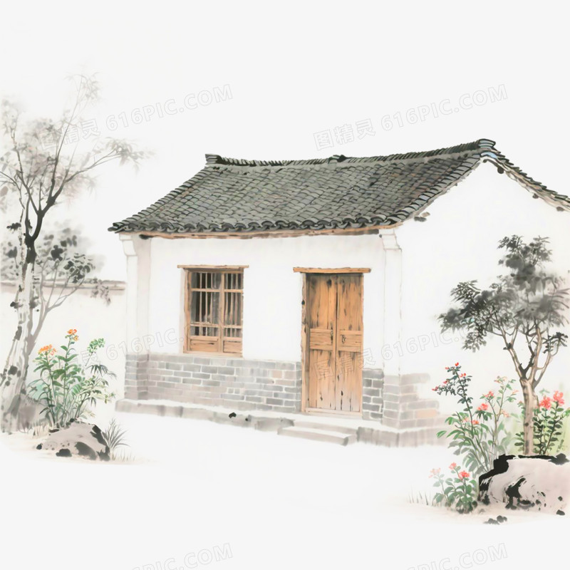 水墨风农家小院免抠元素