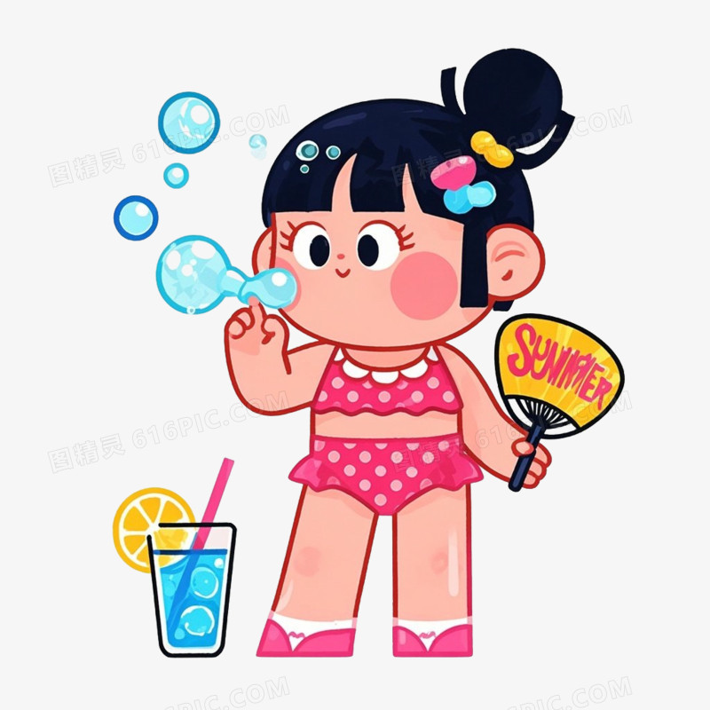夏季度假休闲卡通人物免抠元素