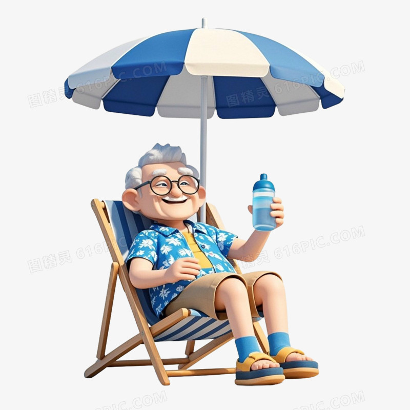 夏季度假休闲卡通人物免抠元素