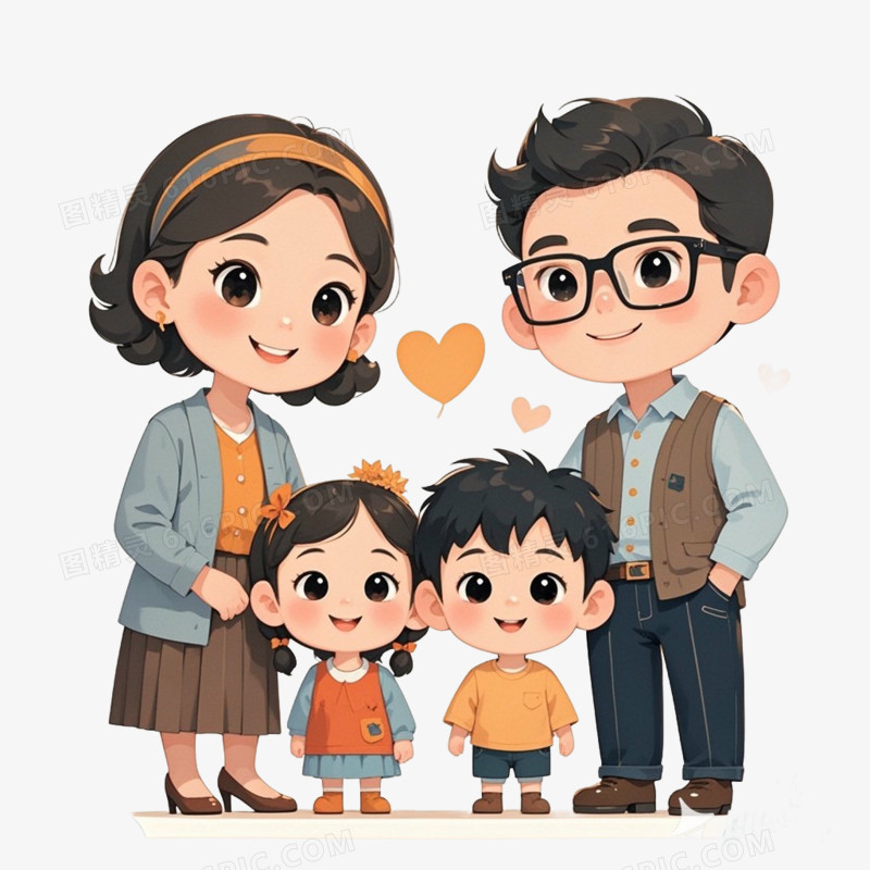 彩色卡通家庭温馨免抠元素