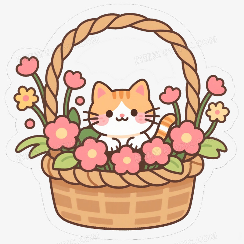 卡通手绘小动物与花草免抠元素