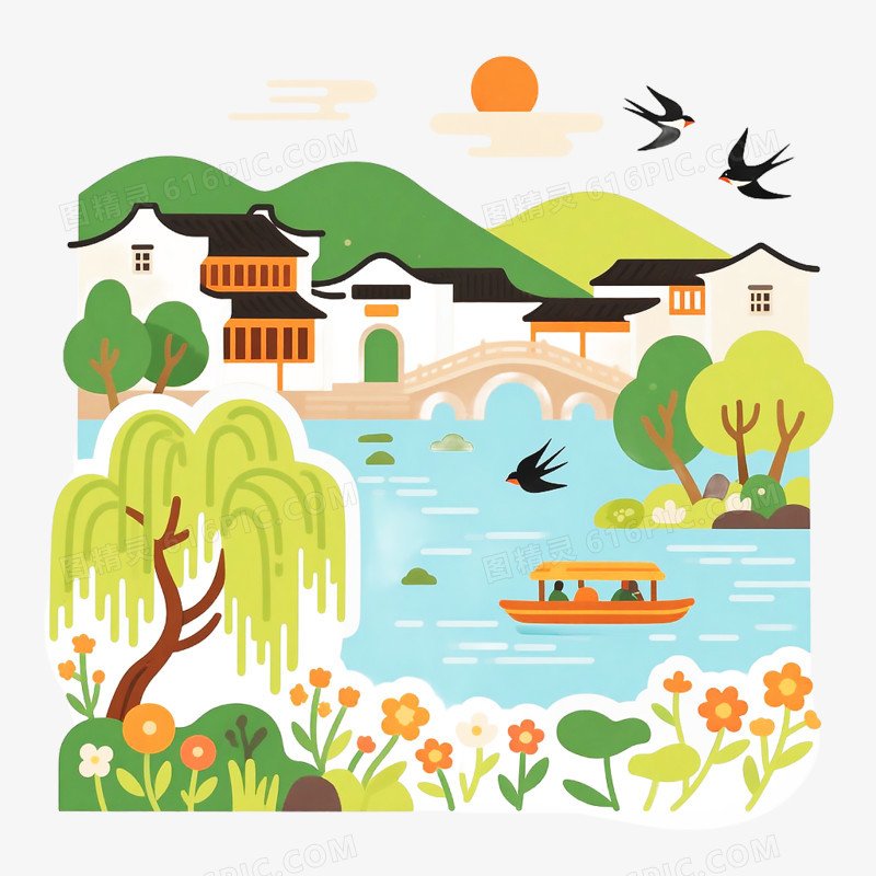乡村农村建筑自然景观免抠元素