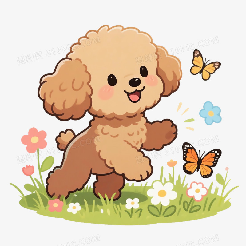 卡通手绘小动物与花草免抠元素