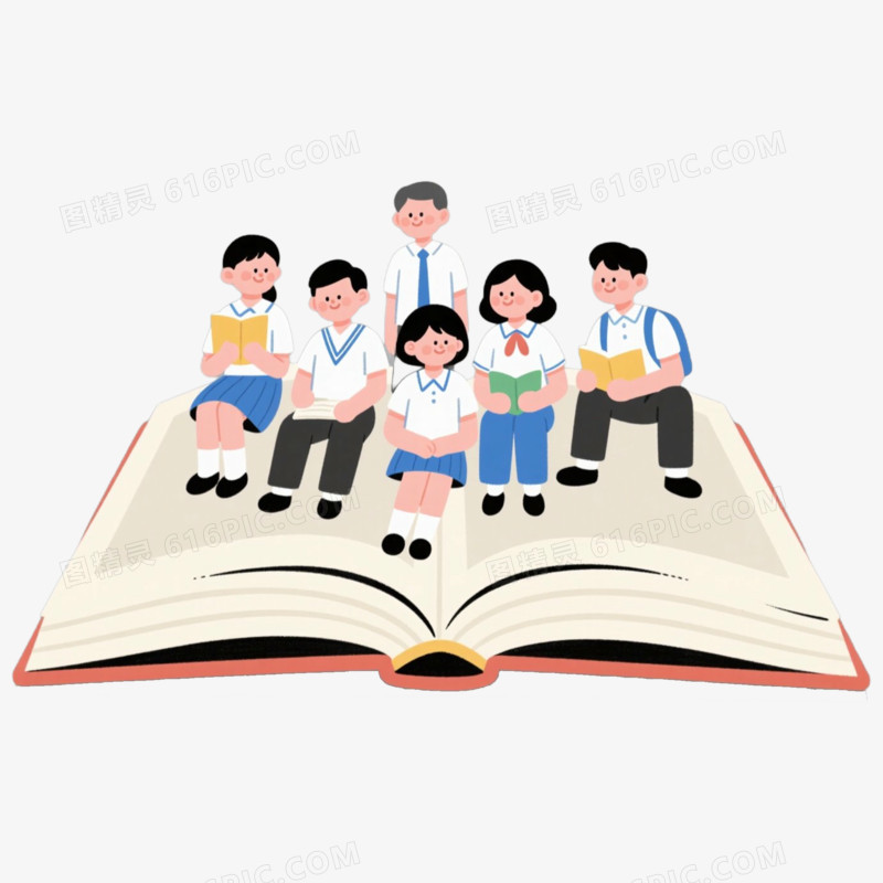 学习氛围学生读书上学场景免抠元素