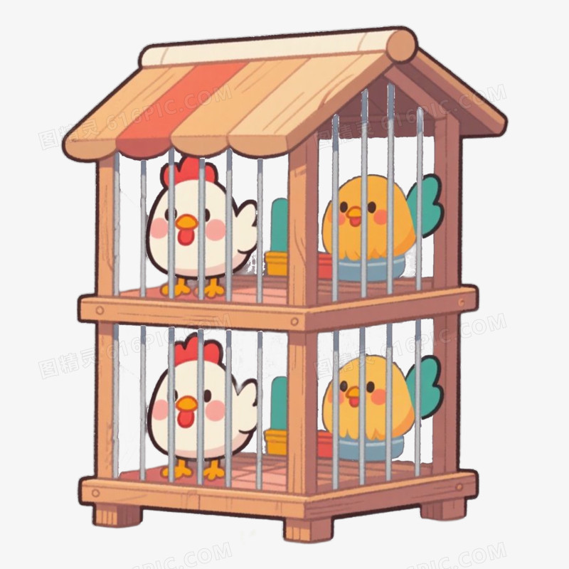 双层养鸡场家禽养殖免抠元素