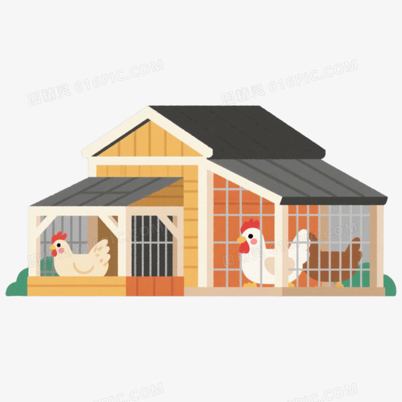 公鸡母鸡养鸡场家禽养殖免抠元素