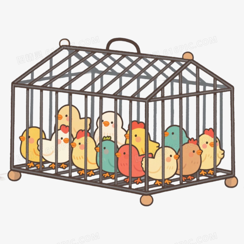 铁笼养鸡场家禽养殖免抠元素